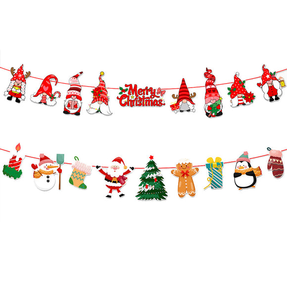 NNEDSZ 2Pack 3M Christmas Bunting Banners Garland Wall Decor Elk Snowman Party Decor(TO25+TO26)