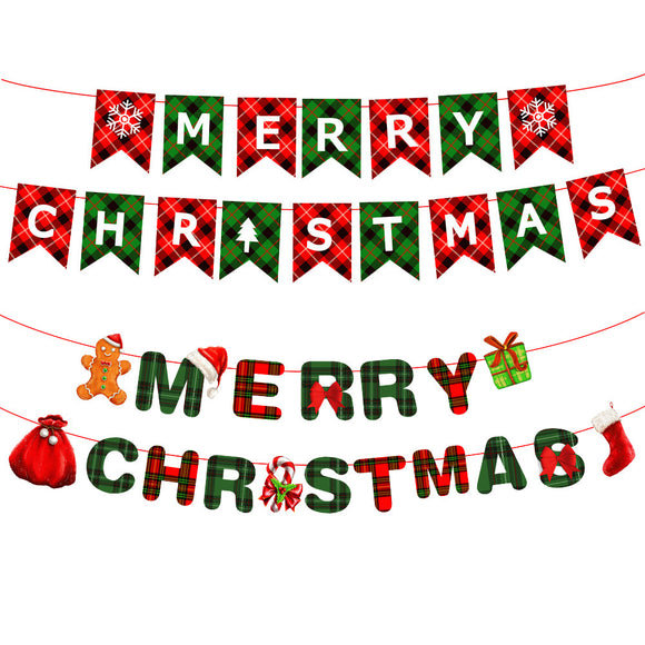 NNEDSZ 2Pack 3M Christmas Bunting Banners Garland Wall Decor Elk Snowman Party Decor(TO27+TO28)