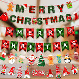 NNEDSZ 2Pack 3M Christmas Bunting Banners Garland Wall Decor Elk Snowman Party Decor(TO27+TO28)