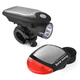 NNEDSZ Solar Powered Bicycle Cycling Bike LED Headlight + Rear Tail Light Lamp LED with Gift Box