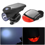 NNEDSZ Solar Powered Bicycle Cycling Bike LED Headlight + Rear Tail Light Lamp LED with Gift Box