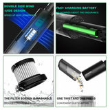 NNEDSZ Wireless Charge 6000Pa Suction Powerful Portable Car Vacuum Cleaner Home Duster(White)