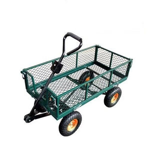 NNEDSZ 300kg Mesh Garden Cart Steel Removable Sides Trolley Wagon ATV Trailer