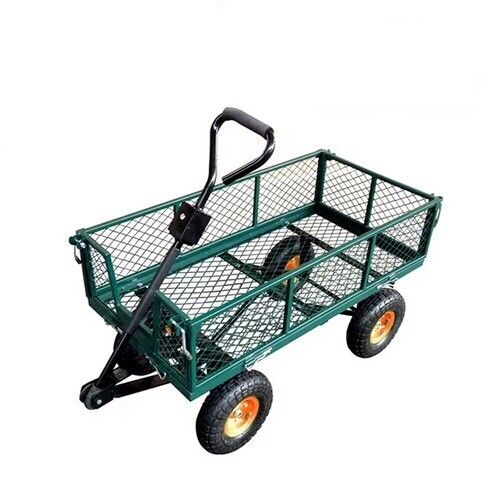 NNEDSZ 300kg Mesh Garden Cart Steel Removable Sides Trolley Wagon ATV Trailer