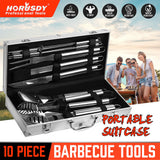 NNEDSZ 10Pcs BBQ Tool Set Stainless Steel Outdoor Barbecue Aluminium Grill Cook kitchen