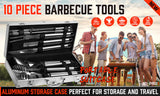 NNEDSZ 10Pcs BBQ Tool Set Stainless Steel Outdoor Barbecue Aluminium Grill Cook kitchen