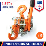 NNEDSZ 1.5 Ton Lever Block Chain Hoist G80 Ratchet Hoist Capacity 3m Lifter Heavy Duty
