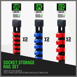 NNEDSZ 6-Piece Socket Organizer Set, Sockets Holder Rack Rail Mountable 86 Sliding Clips, Premium Quality Socket Holders Workshop Organiser