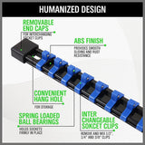 NNEDSZ 6-Piece Socket Organizer Set, Sockets Holder Rack Rail Mountable 86 Sliding Clips, Premium Quality Socket Holders Workshop Organiser