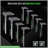NNEDSZ 18-Piece T-Handle Allen Key Set, Inch/Metric Long Arm Ball End Hex Key Wrench Set, MM(1.5mm-10mm) SAE(1/16"-3/8")
