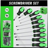NNEDSZ 11PCS Screwdriver Set, Magnetic 5 Phillips and 5 Flat Head Tips for Fastening and Loosening Seized (11PCS)