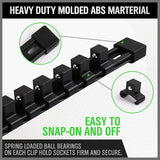 NNEDSZ Organizer Socket Holder, 9PCS 1/4-Inch x 48 Clips, 3/8-Inch x 45 Clips, 1/2-Inch x 36 Clips, Premium Quality Socket Clip Rail Holder (9PC)