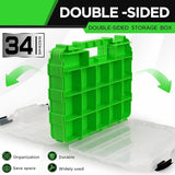 NNEDSZ Small Parts Organizer, 34-Compartments Double Side Storage Box with Removable Dividers, Tools Box Screw Organizer For Nuts, Bolts, Screws, Nails, Small Hardware