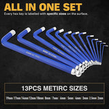 NNEDSZ Jumbo Hex Key Allen Wrench Set | 13-Piece Metric 2-19mm | Long Ball End Durable CR-V | Automotive | Mechanic | Furniture | Professional Grade Tools