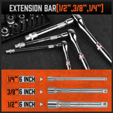 NNEDSZ Mini Ratchet Spanner 1/2 3/8 1/4 Drive 90 Tooth Extension Bar Workshop With Bag