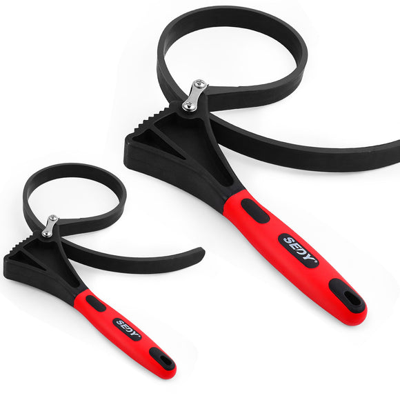 NNEDSZ 2x Rubber Strap Wrench Adjustable DIY Plumber Jars Hose Pipe Oil Filter Opener