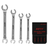 NNEDSZ SEDY 4Pc Flare Nut Wrench Set Offset End Spanner Metric CR-V Steel Storage Pouch