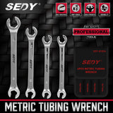 NNEDSZ SEDY 4Pc Flare Nut Wrench Set Offset End Spanner Metric CR-V Steel Storage Pouch