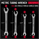 NNEDSZ SEDY 4Pc Flare Nut Wrench Set Offset End Spanner Metric CR-V Steel Storage Pouch