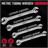 NNEDSZ SEDY 4Pc Flare Nut Wrench Set Offset End Spanner Metric CR-V Steel Storage Pouch