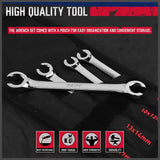 NNEDSZ SEDY 4Pc Flare Nut Wrench Set Offset End Spanner Metric CR-V Steel Storage Pouch