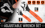 NNEDSZ 2x Adjustable Wrench Set 6" 10" Wide Jaw Spanner Cr-V Steel Workshop Metric SAE