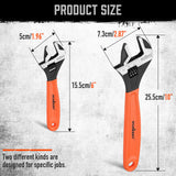NNEDSZ 2x Adjustable Wrench Set 6" 10" Wide Jaw Spanner Cr-V Steel Workshop Metric SAE