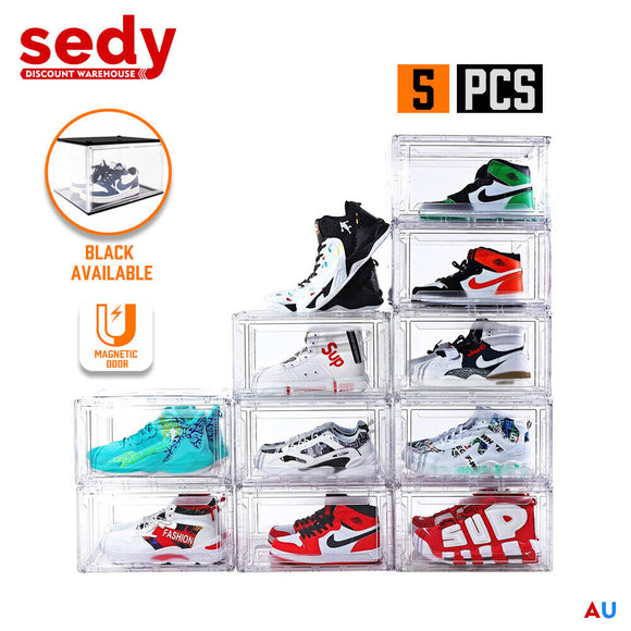 NNEDSZ 5PC  Stackable Shoe Display Box Hard Acrylic Sneaker Storage Containers Case