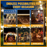 NNEDSZ Solar Power 15 LED 18.2M Festoon String Lights Wedding Party WaterProof