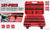 NNEDSZ 107Pc Hex & Torx Bit Socket Set E-Torx Extra Long Allen Key Sockets Metric & SAE