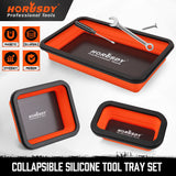 NNEDSZ 3Pc Orange Magnetic Parts Tray Set Tool Trays Storage Organizer Screw