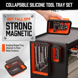 NNEDSZ 3Pc Orange Magnetic Parts Tray Set Tool Trays Storage Organizer Screw