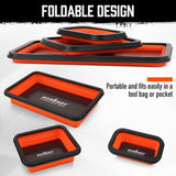 NNEDSZ 3Pc Orange Magnetic Parts Tray Set Tool Trays Storage Organizer Screw