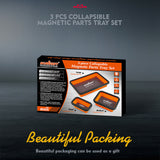 NNEDSZ 3Pc Orange Magnetic Parts Tray Set Tool Trays Storage Organizer Screw