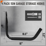 NNEDSZ HORUSDY Large 4Pc Wall Mount Hook Set Heavy Duty Garage Kayak Holder Bike Rack