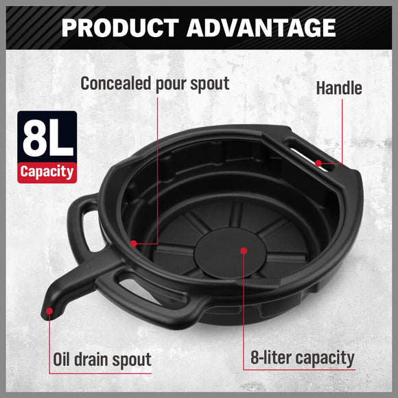 NNEDSZ SEDY 8L Oil Change Pan Drain TPortable Dish Coolant Recovery Pan Black