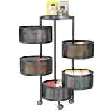 NNEDSZ 5 Tiers Kitchen Trolley Cart Wheels Round Vegetable Storage Holder Fruit Holder