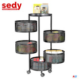 NNEDSZ 5 Tiers Kitchen Trolley Cart Wheels Round Vegetable Storage Holder Fruit Holder