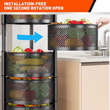 NNEDSZ 5 Tiers Kitchen Trolley Cart Wheels Round Vegetable Storage Holder Fruit Holder