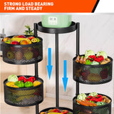 NNEDSZ 5 Tiers Kitchen Trolley Cart Wheels Round Vegetable Storage Holder Fruit Holder