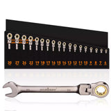 NNEDSZ HORUSDY 18Pc Flexi-Head Ratchet Spanner Set Metric 6-30mm Spanners Nickle Plated