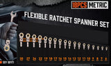 NNEDSZ HORUSDY 18Pc Flexi-Head Ratchet Spanner Set Metric 6-30mm Spanners Nickle Plated