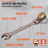 NNEDSZ HORUSDY 18Pc Flexi-Head Ratchet Spanner Set Metric 6-30mm Spanners Nickle Plated