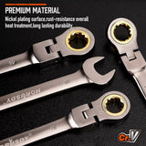 NNEDSZ HORUSDY 18Pc Flexi-Head Ratchet Spanner Set Metric 6-30mm Spanners Nickle Plated