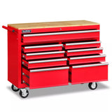 NNEDSZ 9 Drawers Tool Box Chest Cabinet Trolley Box Garage Storage Toolbox Red 1000lbs
