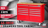 NNEDSZ 9 Drawers Tool Box Chest Cabinet Trolley Box Garage Storage Toolbox Red 1000lbs