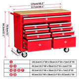 NNEDSZ 9 Drawers Tool Box Chest Cabinet Trolley Box Garage Storage Toolbox Red 1000lbs