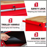 NNEDSZ 9 Drawers Tool Box Chest Cabinet Trolley Box Garage Storage Toolbox Red 1000lbs