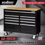 NNEDSZ HORUSDY 9 Drawer Tool Box Chest Cabinet Trolley Box Garage Storage Toolbox Black