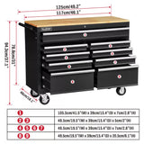 NNEDSZ HORUSDY 9 Drawer Tool Box Chest Cabinet Trolley Box Garage Storage Toolbox Black